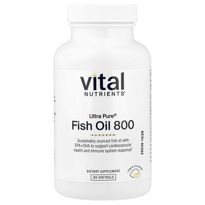 Vital Nutrients, Ultra Pure®, Aceite de pescado 800, Limón, 90 cápsulas blandas