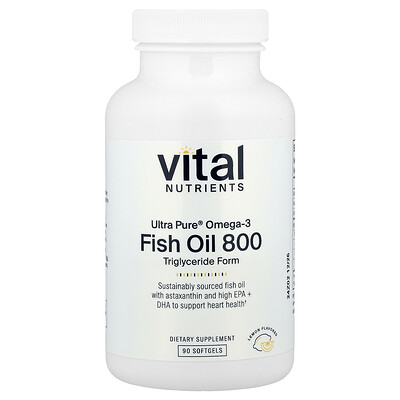 Product Image for Vital Nutrients, Ultra Pure Omega-3, Fish Oil 800, Lemon, 90 Softgels