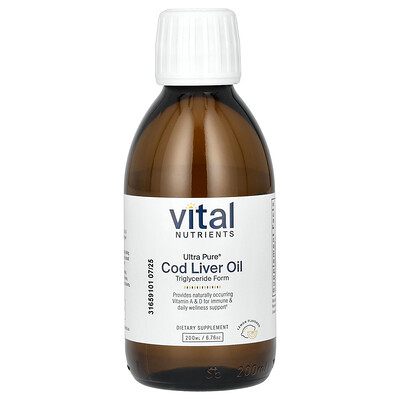 Vital Nutrients  Ultra Pure  Cod Liver Oil  Lemon  6.76 oz (200 ml)