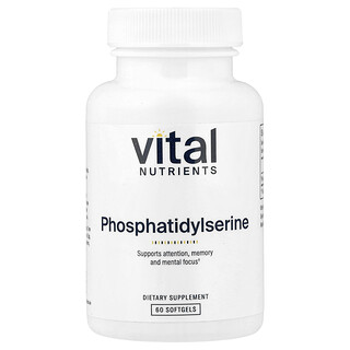 Vital Nutrients, Fosfatidyyliseriini, 60 pehmeää kapselia (150 mg per pehmeä kapseli)