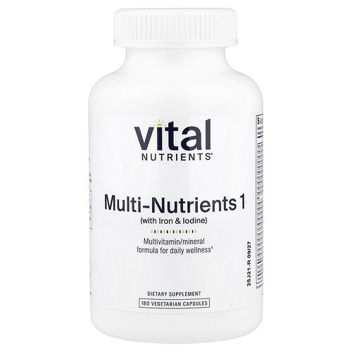 Vital Nutrients, Multi-Nutrients 1 with Iron & Iodine, 180 Vegetarian Capsules