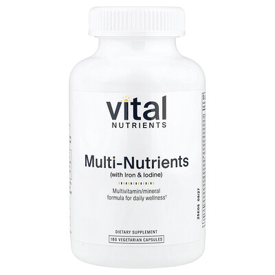 Vital Nutrients MultiNutrients with Iron  Iodine 180 Vegetarian Capsules