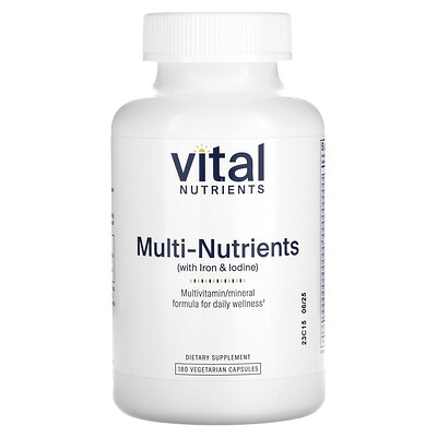 Vital Nutrients  Multi-Nutrients (with Iron & Iodine)  180 Vegetarian Capsules