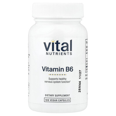 Vital Nutrients, Vitamina B6, 100 cápsulas veganas (100 mg por cápsula)
