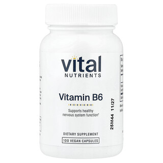 Vital Nutrients, 維生素 B6，100 毫克，100 粒全素膠囊