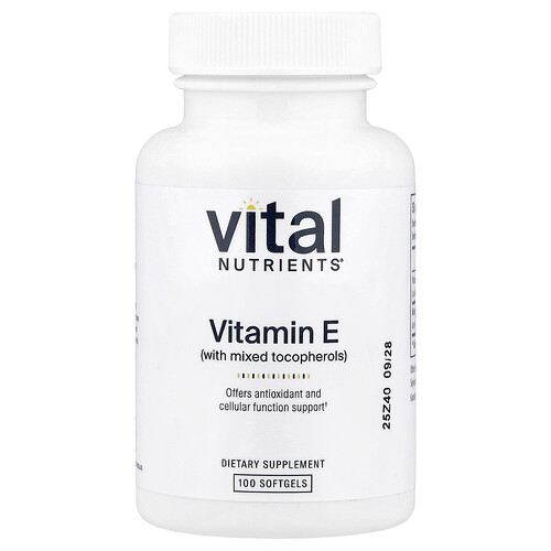 Vital Nutrients, Vitamin E With Mixed Tocopherols, Vitamin E mit gemischten Tocopherolen, 100 Weichkapseln