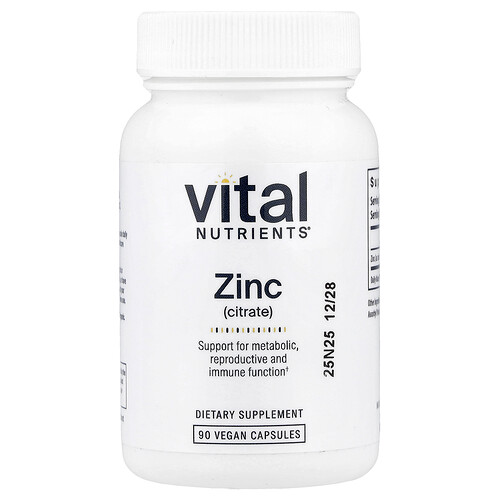Vital Nutrients Цинк (цитрат) 30 мг 90 веганских капсул