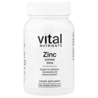 Vital Nutrients, Zinc (Citrate), 30 mg, 90 Vegan Capsules