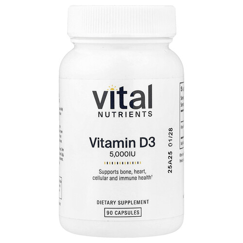Vital Nutrients Vitamin D3, 125 mcg (5,000 IU), 90 Capsules