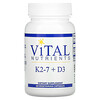 Vital Nutrients, K2-7 + D3, 60 вегетарианских капсул