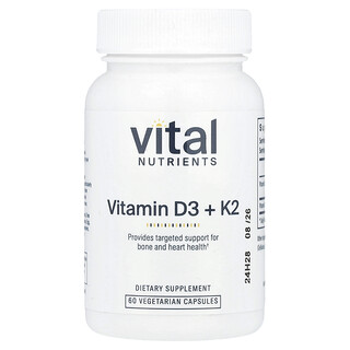 Vital Nutrients, K2-7 + D3, 60 Vegetáriánus kapszula