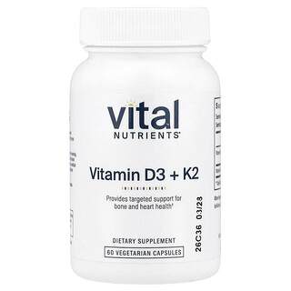 Vital Nutrients, 維生素 D3 + K2，60 粒素食膠囊