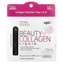 Ultra Women's, рідкий колаген для краси, зі смаком тропічних фруктів, полуниці та ківі, 10 туб із рідиною, 100 мл (3,38 рідк. унції)