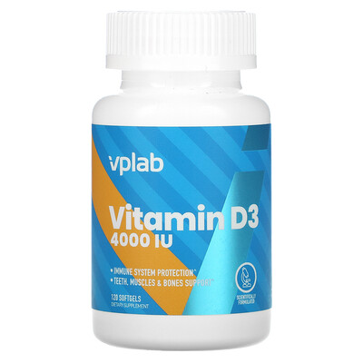 Vplab Vitamin D3, 4000 IU, 120 Softgels