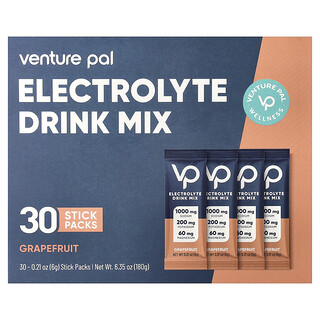 Venture Pal, Mezcla para preparar bebidas con electrolitos, Pomelo, 30 sobrecitos, 6 g (0,21 oz) cada uno