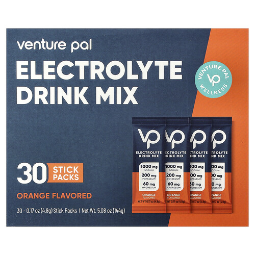 Venture Pal Electrolyte Drink Mix, Orange, 30 Stick Packs, 0.17 oz (4.8 g) Each