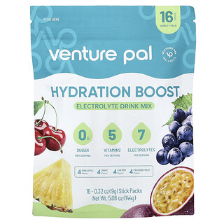 Venture Pal‏, تعزيز الترطيب ، مزيج شراب إلكتروليت ، عبوة متنوعة ، 16 كيسًا ، 0.32 أونصة (9 جم) لكل كيس