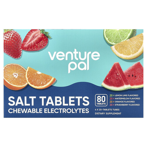 Venture Pal Salt Tablets Chewable Electrolytes, Variety Pack, 80 Tablets