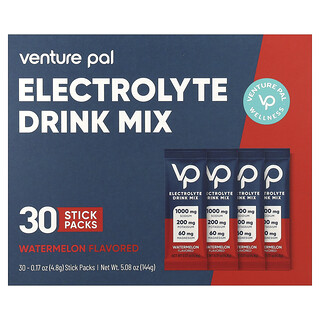 Venture Pal, Mezcla para preparar bebidas con electrolitos, Sandía, 30 sobrecitos, 4,8 g (0,17 oz) cada uno