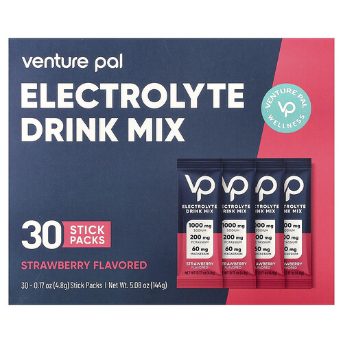 Venture Pal Electrolyte Drink Mix, Strawberry, 30 Stick Packs, 0.17 oz (4.8 g) Each