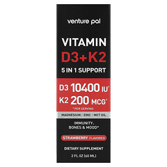 Вітаміни D3 і K2, полуниця, 60 мл (2 рідк. унції)