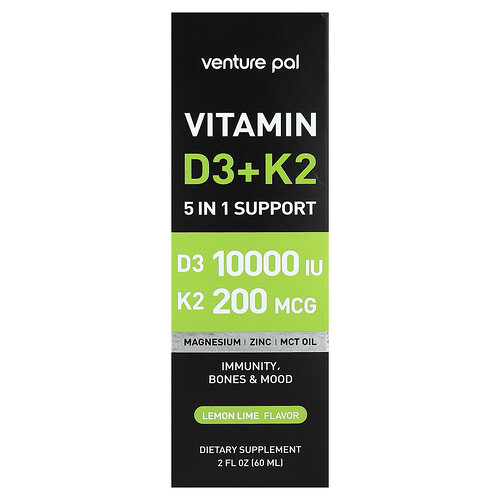 Venture Pal Vitamin D3 + K2, Lemon Lime, 2 fl oz (60 ml)