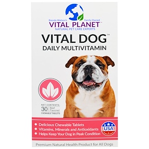 Купить Vital Planet, Vital Dog Ежедневные Мультивитамины, Со Вкусом Говядины, 30 жевательных таблеток  на IHerb
