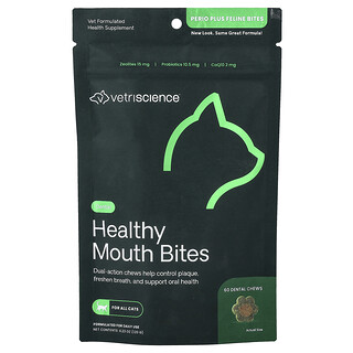 VetriScience, Gigitan Mulut Sihat, Untuk Kucing, 60 Kunyah Gigi, 4.23 oz (120 g)