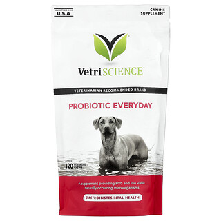 VetriScience, Probiotik Setiap Hari, Untuk Anjing, 120 Kunyah Bersaiz Gigitan, 12.7 oz (360 g)