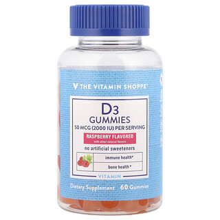 The Vitamin Shoppe, Vitamin D3 Gummies, Raspberry, 60 Gummies (25 mcg per Gummy)