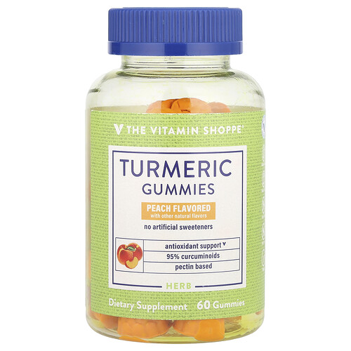 The Vitamin Shoppe, Turmeric Gummies, Pfirsich, 60 Fruchtgummis