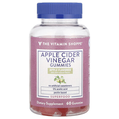 The Vitamin Shoppe  Apple Cider Vinegar Gummies  Apple  60 Gummies