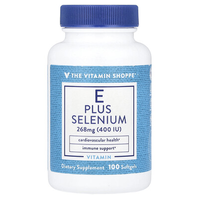 The Vitamin Shoppe  Vitamin E Plus Selenium  268 mg (400 IU)  100 Softgels