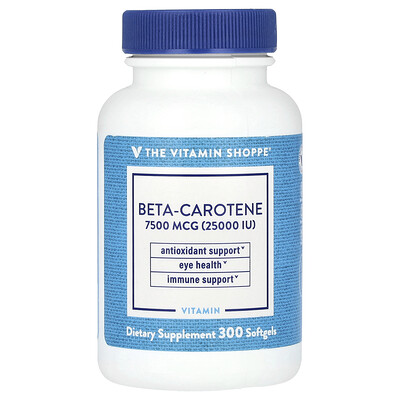 The Vitamin Shoppe  Beta-Carotene  7 500 mcg (25 000 IU)  300 Softgels