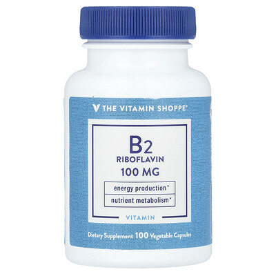 The Vitamin Shoppe  Vitamin B2 Riboflavin  100 mg  100 Vegetable Capsules