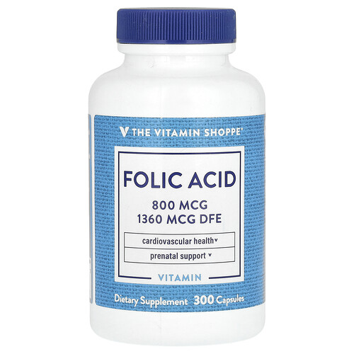 The Vitamin Shoppe Folic Acid, 800 mcg, 300 Capsules