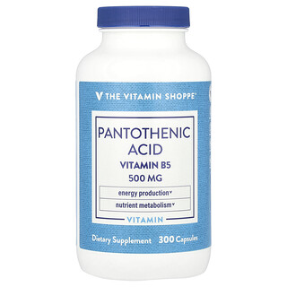 The Vitamin Shoppe, Pantothenic Acid, Vitamin B5, 300 Capsules
