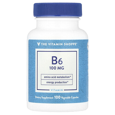 Product Image for The Vitamin Shoppe, Vitamin B6 , 100 mg, 100 Vegetable Capsules