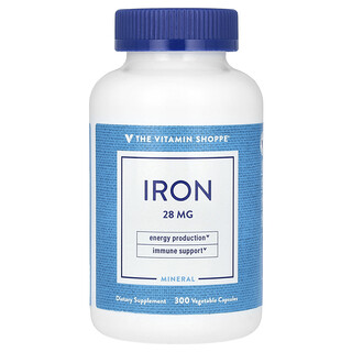 The Vitamin Shoppe, Hierro, 28 mg, 300 cápsulas vegetales