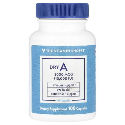 The Vitamin Shoppe  Dry A  3 000 mcg (10 000 IU)  100 Capsules