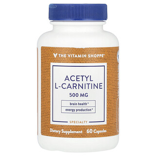 The Vitamin Shoppe, Acetil L-Carnitina, 500 mg, 60 Cápsulas
