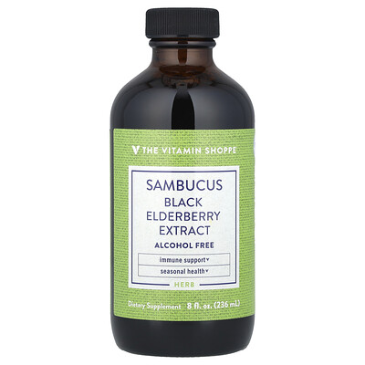 The Vitamin Shoppe Sambucus Black Elderberry Extract Alcohol Free 8 fl oz (236 ml)