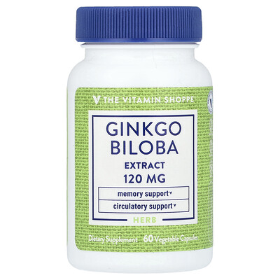 The Vitamin Shoppe Ginkgo Biloba Extract 120 mg 60 Vegetable Capsules