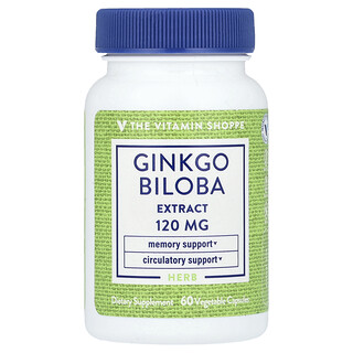 The Vitamin Shoppe, イチョウ エキス、120mg、ベジカプセル60粒