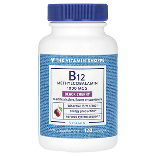 The Vitamin Shoppe, Vitamina B12, Cereza negra, 1000 mcg, 120 pastillas