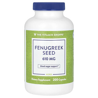The Vitamin Shoppe, Semilla de fenogreco, 610 mg, 200 cápsulas