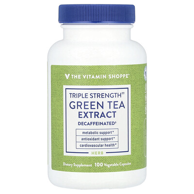 The Vitamin Shoppe  Green Tea Extract  Triple Strength  Decaffeinated  750 mg  100 Vegetable Capsules