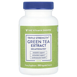 The Vitamin Shoppe, Extracto de té verde, Triple concentración, Descafeinado, 100 cápsulas vegetales (750 mg por cápsula)