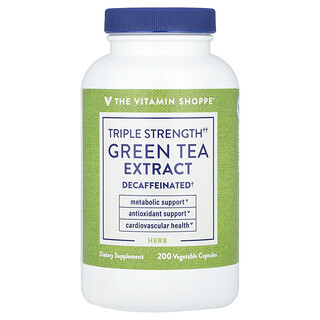 The Vitamin Shoppe, Green Tea Extract, Triple Strength, Decaffeinated, 750 mg, 200 Vegetable Capsules