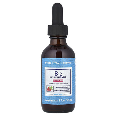 The Vitamin Shoppe Vitamin B12 with Folic Acid Raspberry 2 fl oz (59 ml)